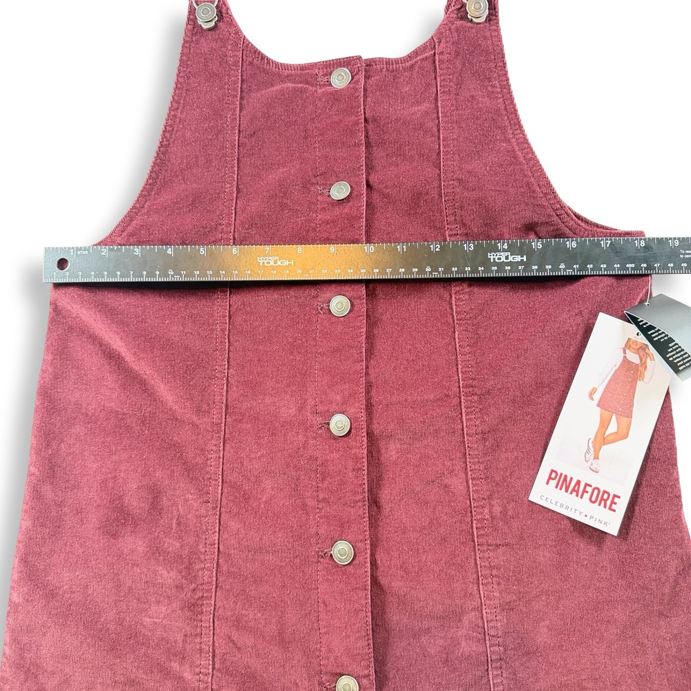 Celebrity Pink Womens Corduroy Pinafore Dress Tawny Port Burgundy CJ10419LK04W M - Picture 4 of 7